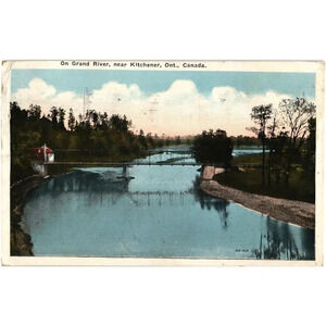 On Grand River, near Kitchener, Ontario Canada. Postcard